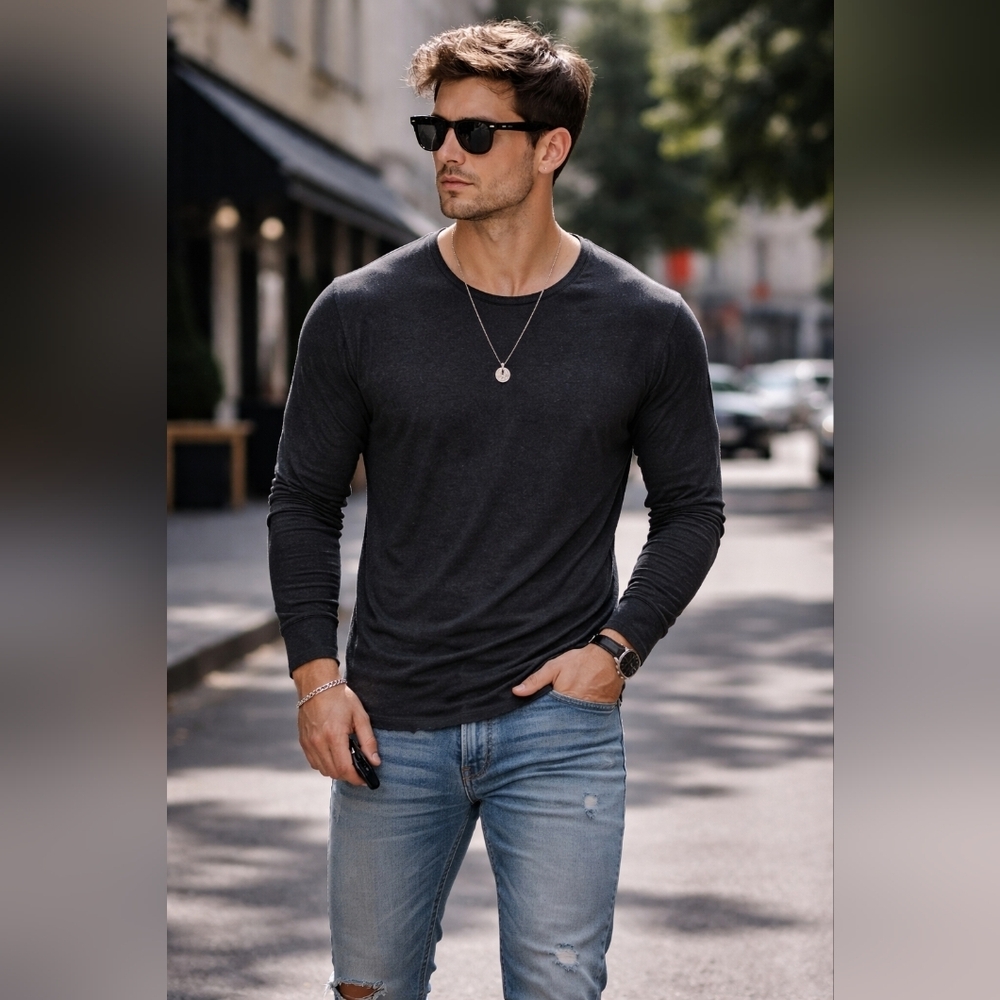 Rag & Bone Men's Charcoal Long Sleeve Shirt Size L 100% Cotton